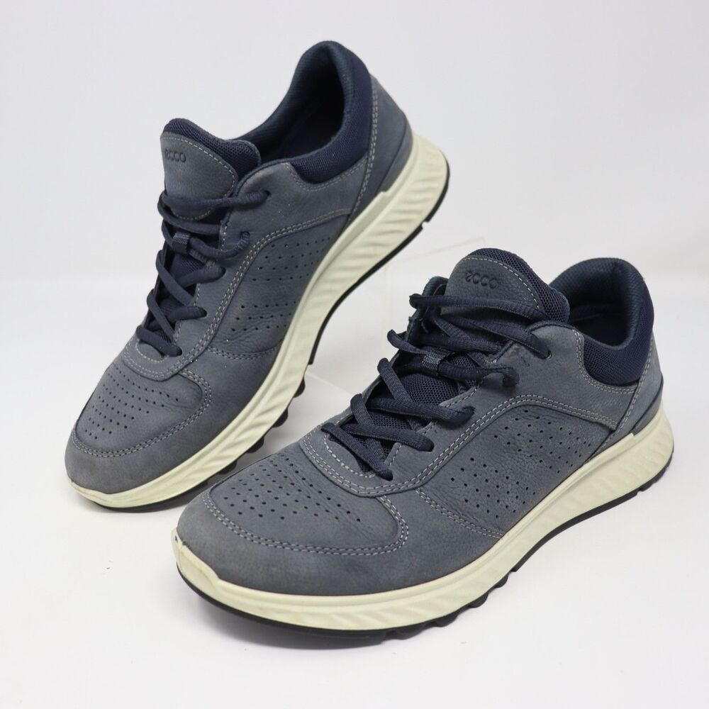 ECCO Ecostride Shoe Womens 8 Blue Nubuck Leather Sneaker Lace Up Comfort Casual